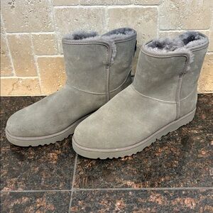 NEW UGG WOMEN'S CORY CLASSIC MINI GRAY SUEDE SHEARLING BOOTS